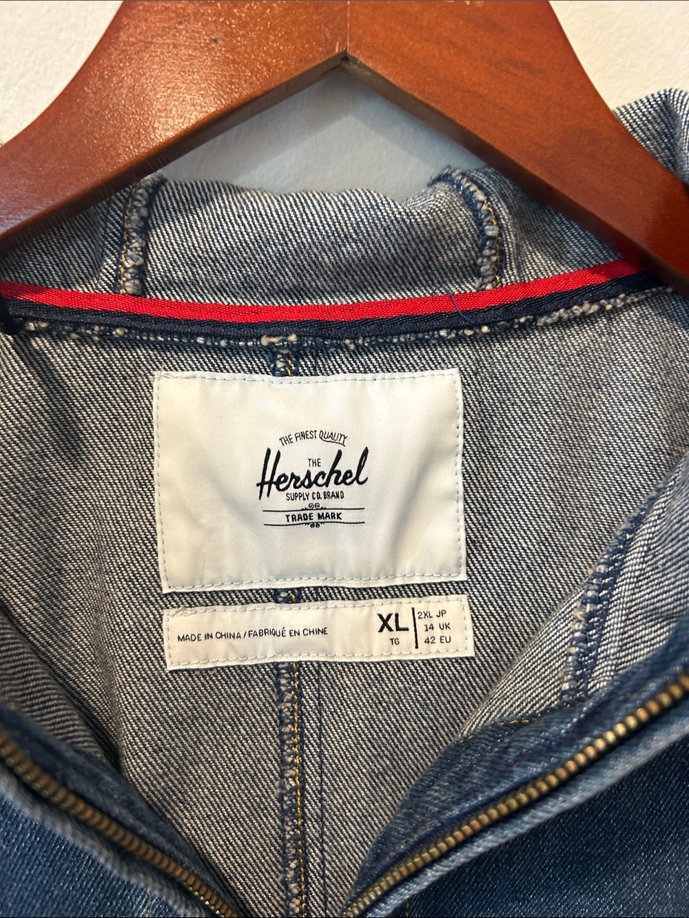 Herschel Supply Company Blue Denim Hooded Half-Zip Pullover Jacket - Picture 2 of 6